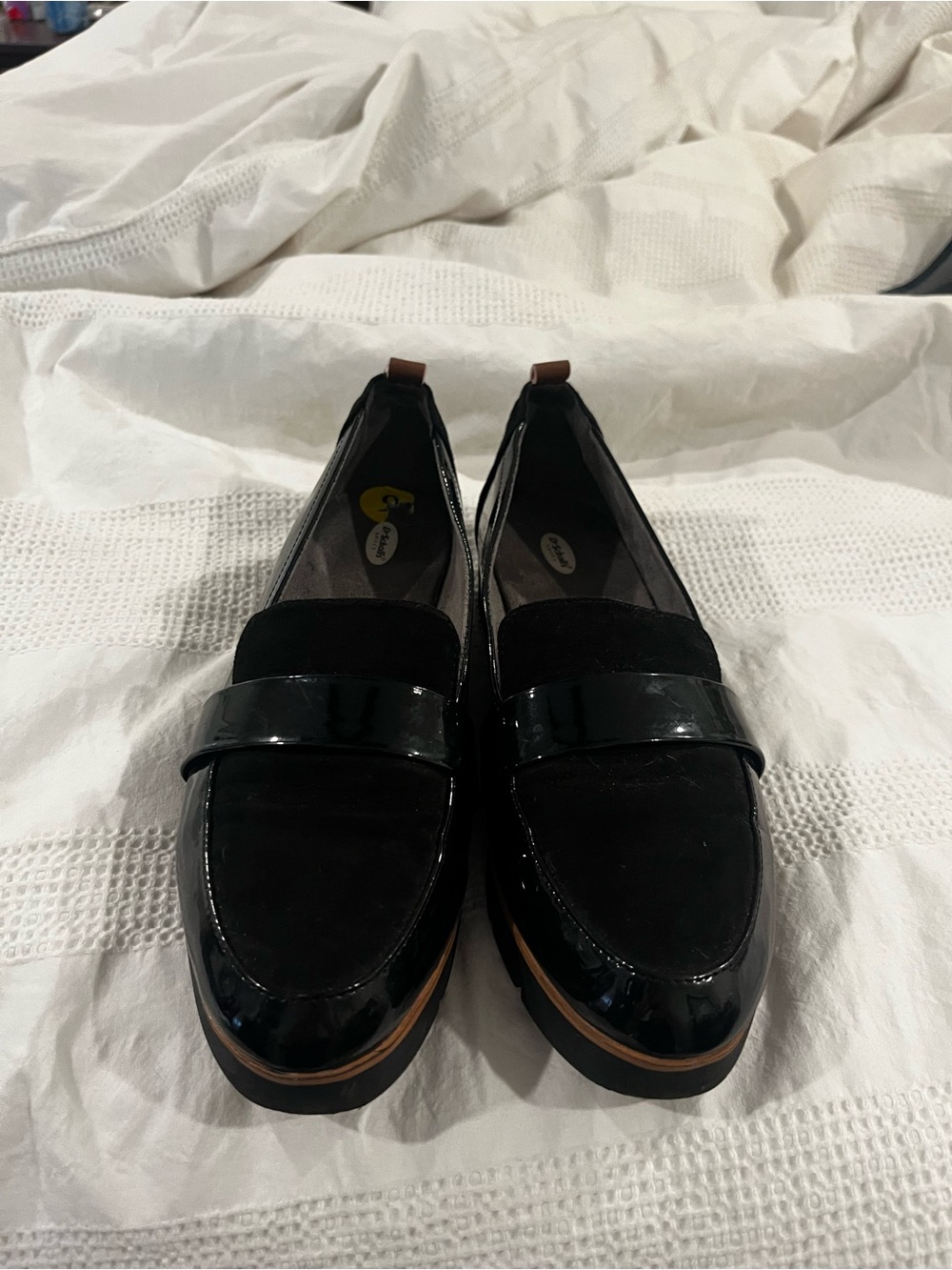 Dr. Scholl's Webster Women's Black Patent and Suede Loafers